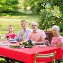 ZEBWAY 6 Pack Premium Disposable Plastic Tablecloth 54 X108 Inch Rectangle Solider Color Heavy Duty Table Cover for Dining Tables, Parties and Holidays Decorative (Red)