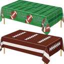 Football Party Decorations - 2 Pack Football Tablecloth Plastic, Disposable TouchDown Table Cover for Football Sport Birthday Party Supplies Favors Gameday Tailgate Table Decor Accessories, 108x54Inch