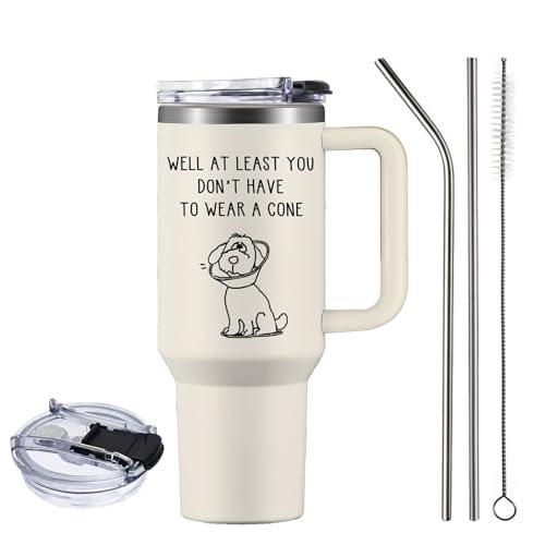 Get Well Soon Gifts for Women & Men, Get Well Soon Tumbler 40oz, After/Post Surgery Recovery Gift for Chemo Patients Cup, Feel Better Gifts - Well At Least You Don't Have To Wear A Cone