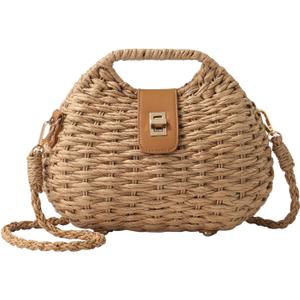 GOLDTIMO Straw Crossbody Bag for Women, Summer Beach Boho Handwoven Purse with Adjustable Strap, Lightweight Shoulder Bag | Handwoven Straw, Adjustable Strap, Crossbody Style, Lightweight Bag, Summer Boho