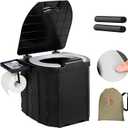Portable Camping Toilet Upgraded Soft Camp Toilet Seat with Paper Holder- Travel Potty Perfect for Emergency Preparedness, Backcountry, Car, Boat, Road Trips. (BLACK)