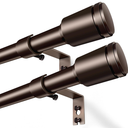 5/8” Diameter Curtain Rods 3060 Inch, for 3054 Inch Windows, Adjustable Splicing Bronze Curtain Rods for Windows with Brackets, Window Rod Long Small Curtains Rod