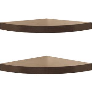 Danya B. Small Floating Wall Mount Laminate Wood Corner Wall Radial Shelves (Set of 2) (Walnut)