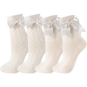 Bows Socks Women Ankle Socks Womens Crew Socks Satin Bow White Ruffle Frilly Cotton Princess Lace Ankle Dress Socks