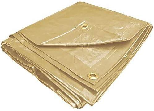 PVC Vinyl Cover Waterproof UV Resistant Heavy Duty Vinyl Tarp 13oz 18 Mil -TAN (7x14)