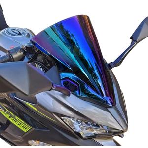 Windshield Windscreen Double Bubble for Ninja 250 400 EX400 2018 2019 2020 2021 2022 (Dark-Iridium)