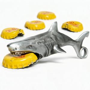 Shark Bottle Opener for Men Funny Great White Shark Metal Beer Cap Tool Novelty Coastal Beach Ocean Gift for Father's Day, Christmas Stocking Stuffer, Birthday, Groomsmen 3.65" x 1.93"