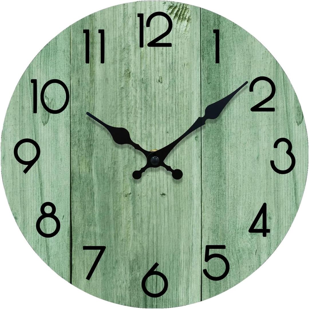 Wall Clock, Modern Wall Clocks Battery Operated, Silent Non Ticking Clock Decorative for Living Room, Office, Home, School (Light Green)
