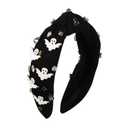 xieketn Black Halloween Headbands for Women, Fashion Ghost Halloween Accessories, Top Knotted Headbands for Women, Black Headband with Alloy Rhinestone Embellishment Spooky Party Hair Accessory