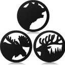 3 Pcs Cast Iron Trivets Cookware Black Bear Kitchen Accessories 7.87 Inch Metal Trivets for Hot Dishes Dutch Oven Wood Stove Cast Iron Pot Holder Bear Deer Moose Pots and Pans