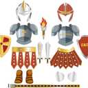 16Pcs Red Armor of God Costume Knight Party Armor Costume Craft Kit Paper Helmets Swords Shield Medieval Knight Decorations Christian Party Gift Dress up Supplies