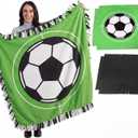 Chumia 2 Pcs/1 Set Soccer Tie Blanket Kit No Sew Fleece Blanket Kit, 55'' X 55''
