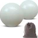 Natural Marble Baoding Chinese Meditation Balls, Stress Relief Hand Exercise Therapy Set, White Medium-1.57"