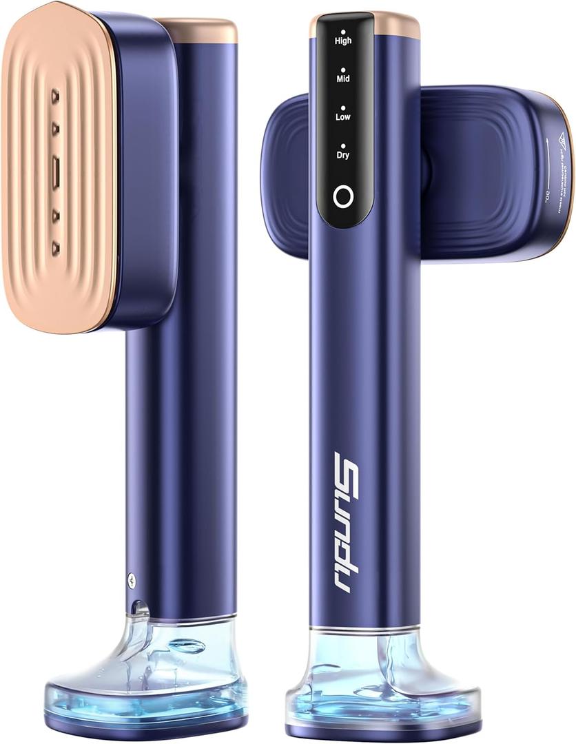 Travel Steamer for Clothes with 180 ml Water Tanks,15s Fast Heat-up,24 g/min Strong Steam Performance, Portable Garment Steamer with Touch Control, LED Display, Steam Iron(Blue Gold)