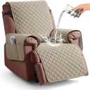 KinCam 100% Waterproof Recliner Chair Cover, Reclining Couch Covers for Pets, Dogs, Recliner Couch Slipcover Furniture Protector with Elastic Straps for Kids(23.6", Khaki)