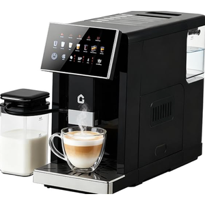 3rd-Gen Espresso Coffee Maker with Milk Frother - Removable Brewer/Grinder, Adjustable Coarseness/Flavor, 3-Level Coffee/Milk Volume, Detachable Milk Tank for Home Baristas, Black Spray Paint