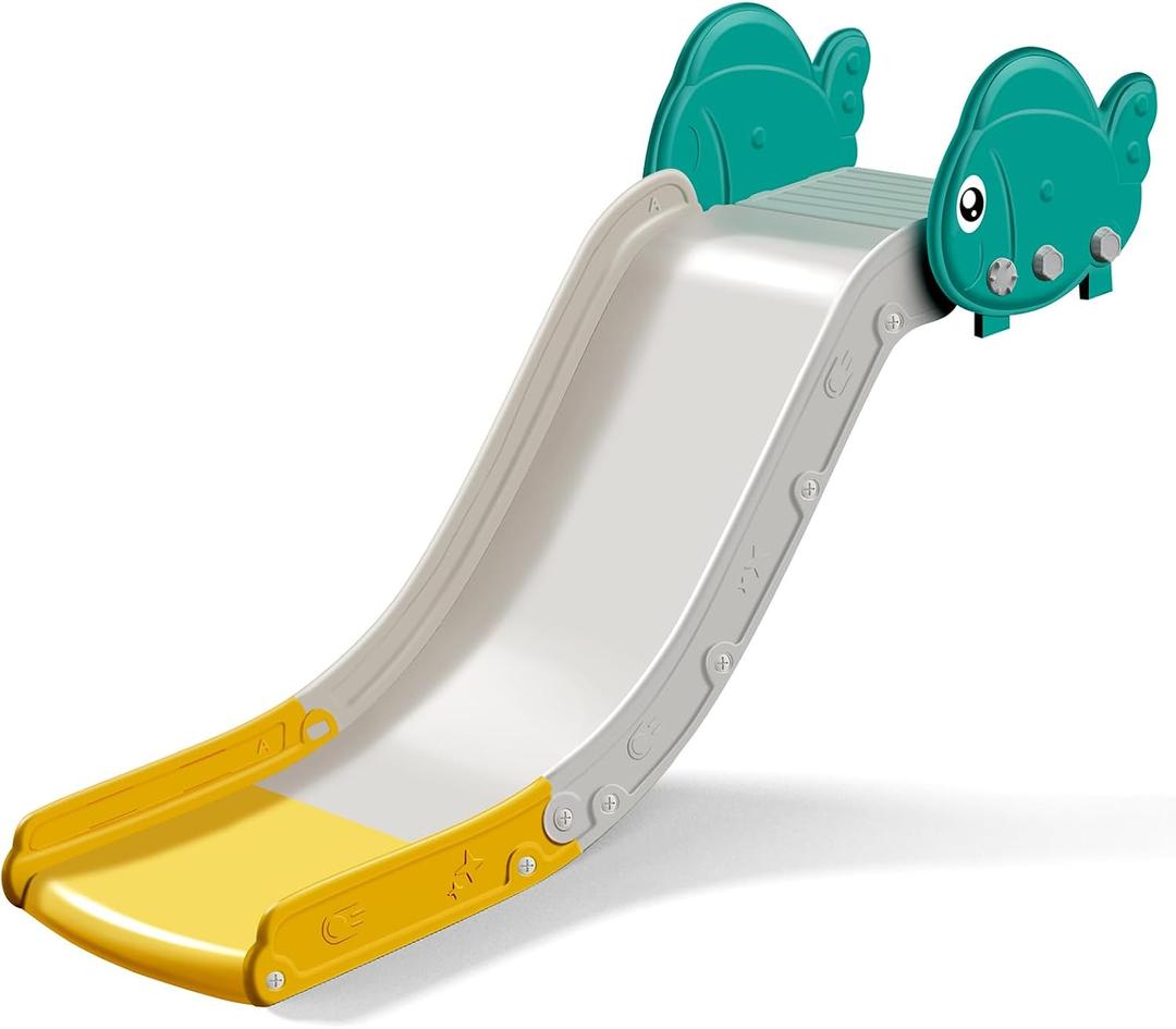 Couch Slide for Toddlers, Upgraded Indoor Toddler Slide for Couch, Bed & Stairs, Space-Saving Kids Slide with Extended Slope, Smooth Edges & Cute Fish Design, Safe for Ages 18M+ & Long-Term Use