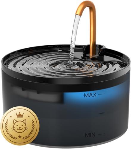 Cat Water Fountain, 71oz/2.1L Cat Fountain for Drinking with Copper Faucet, MISFANS-Designed Pump & Filter, Plastic Automatic Pet Water Fountain Bowl & Dispenser with 3-Pack Replaceable Filters