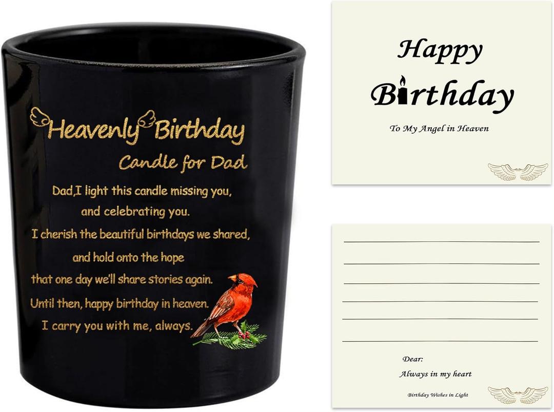 Heavenly Birthday Candle for Dad - Memorial Sympathy Candle Gift for Loss of Dad, in Heaven Birthday Remembrance Gift for Deceased Father, Missing You in Heaven Birthday Remembrance Keepsake