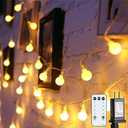 Globe String Lights 43 Ft 100 LED Fairy Lights Plug in with Remote Timer 8 Modes Connectable Twinkle Light for Bedroom Classroom Wedding Christmas Indoor Outdoor Decor, Warm White