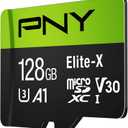 PNY 128GB Elite-X Class 10 U3 V30 microSDXC Flash Memory Card - 100MB/s, Class 10, U3, V30, A1, 4K UHD, Full HD, UHS-I, microSD
