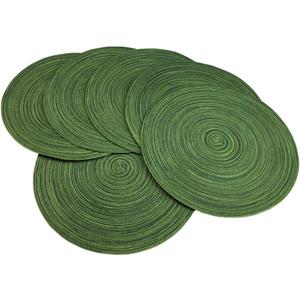 Red-APlacemats,Round Placemats for Dining Table Woven Heat Resistant Non-Slip Kitchen Table Mats Diameter 14 inch (Set of 6, Hunter Green)