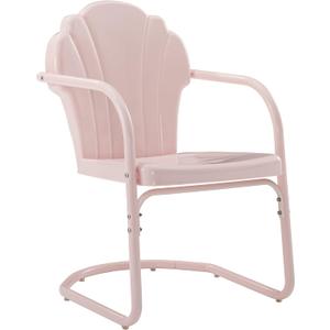 Crosley Furniture Tulip 2-Piece Outdoor Chair Set, Retro Metal Patio Chairs for Dining, Porch, Deck, Balcony, Pastel Pink Gloss