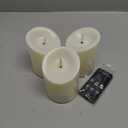 TECHLONG Outdoor Waterproof Flameless Candles with Timer, Remote Control Battery Operated Candles Flickering Last 600 Hours, 3"x3" Realistic Electric Fake LED Candles, Ivory Plastic, Set of 3
