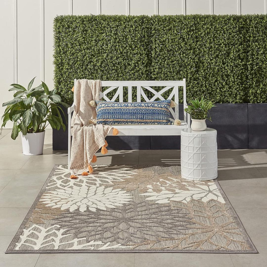 Nourison Home Aloha Natural 5'3" x 7'5" Area Rug - Easy Clean, Non Shedding, Bed Room, Living Room, Dining Room, Kitchen (5' x 8')
