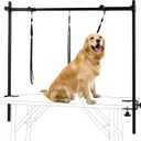 KELIXU Dog Grooming Arm with Clamps - H Shape, Pet Grooming Table Arm with 3 Loop Noose, Pet Grooming Supplies for Large/Medium/Small Pets, 32" Height Adjustable and 34" - 50" Width Adjustable, Black