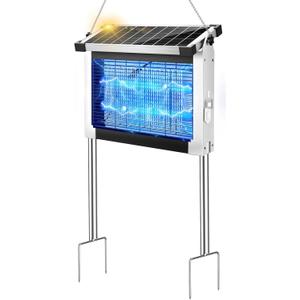 Solar Bug Zapper Outdoor, PhatroyYee Mosquito Zapper 4500V, Waterproof Portable Fly Zapper, Rechargeable Electric Mosquito Killer, Cordless Fly Insect Mosquitos Trap for Patio Yard Home Camping(White)