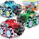 3Pack Monster Truck Toy - Toy Truck with Flashing LED Wheels - Light-Up Cars for Toddlers - Christmas Birthday Gift for Boys Girls - Friction-Powered