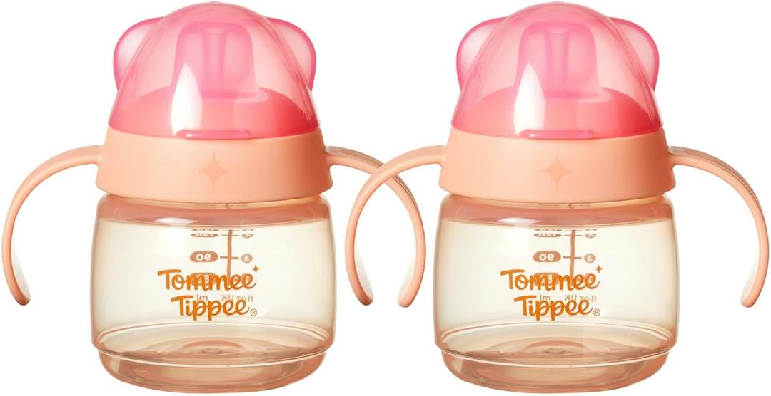 Tommee Tippee Transition Baby Sippy Cup With Spout, Ages 4 Months and Up, 5 oz, Leak-Proof Silicone Spout, Easy Grip Handles, Blue, Pack of 2