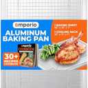 Baking Pan Set - 13" x 18" Aluminum Baking Pan with Stainless Steel Cooling Rack Set, PFOA, PFOS, PTFE Free, Recipe Booklet Included, Oven Safe Tray, Resist Heat Up To 500° F, Set of 2