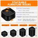 shouwuhho 12 Pack Furniture Risers Adjustable Bed Risers Heavy Duty Lifts Height 1", Square Stackable Bed Risers 1, 2 or 3 Inch for Desk Leg Table Couch Sofa Chair Bed Frame Legs Dorm, Black