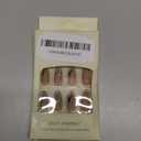 Press on Nails Medium Almond Artificial Acrylic Nails Brown French False Nails Gold Stripe Smudge Design Fall Winter Fake Nails Full Cover Glossy Reusable Coffin Nails Glue on Nails for Women, 24Pcs