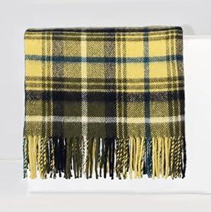 GREEN COZY Wool Throw Blanket - Sustainable Warmth for Any Occasion (Pine Tartan, 47"x75")