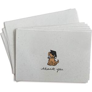 Grad Dog Graduation Thank You Cards - 24 Greeting Cards with Envelopes - Hand-Drawn Notes Eco-Friendly Premium Textured For Graduates and Students