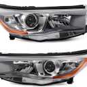 81110-0E250 81150-0E250 Halogen Headlight Compatible with 2014-2016 Highlander LE Plus/LE/Limited/XLE Headlamp Black Housing Driver & Passenger Side