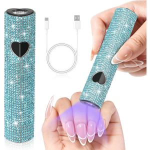 UV Light for Gel Nails, Handheld UV Nail Lamp, Portable LED Nail Lamp, Mini Nail Dryer, USB Nail Light for Fast Curing, Dark Blue (Lake Blue Diamond)