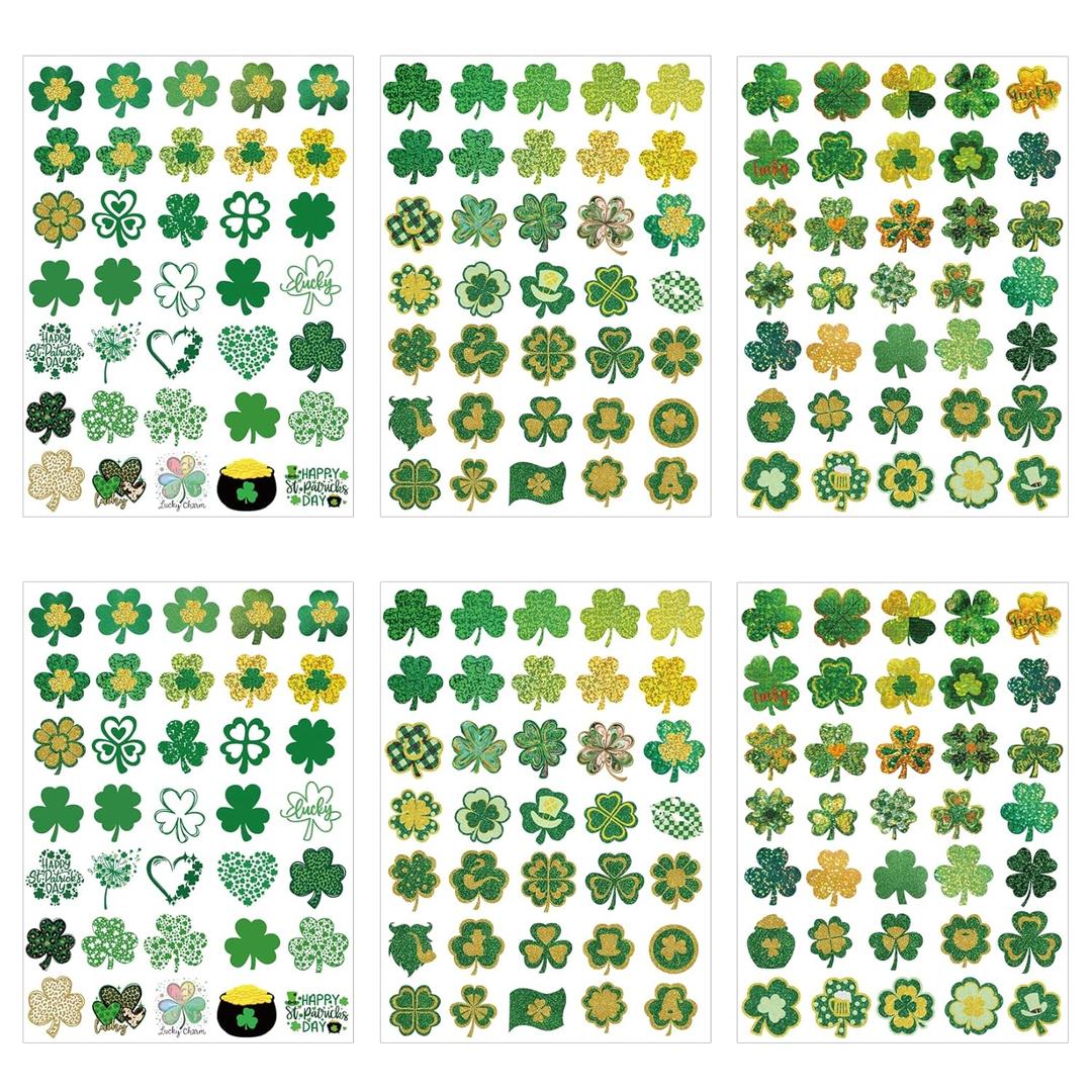 3 x 210Pcs St Patricks Day Tattoos Adult Shamrock Face Stickers 105 Unique Styles of St Patricks Day Temporary Tattoos for Body Women Irish Accessories for Party Decor(clover210)
