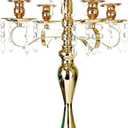 Allgala Candlestick 19" 5-Arm Gold Plated Taper Candle Holder Candlestick Candelabra for Home and Party Decoration Banquet Wedding Formal Dining
