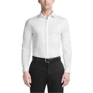 Men's Dress Shirt Slim Fit Ultra Wrinkle Free Flex Collar Stretch M