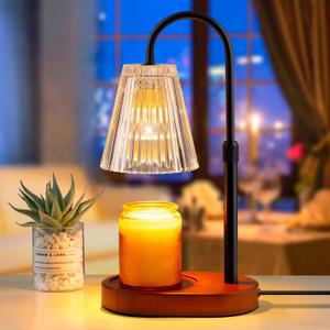 Candle Warmer Lamp with Timer - Electric Candles Wax Warmers Glass Lamps For Jar Candles Burner Adjustable Height and Dimmable Light Modern No Flame Scented Candle Warming Lantern Melter Light 2 Bulbs (Transparent)