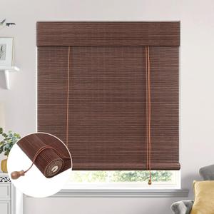 No Tool No Drill Bamboo Blinds for Interior Windows, Bamboo Shades for Indoor Windows, Roller Shades for Indoor Window and Outdoor Patio, Easy to Install for Home & Porches (23"W x 48"H)