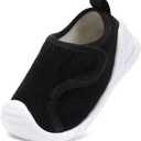Baby Barefoot Shoes Boys Girls Wide Toe Box Toddler Sneakers for Outdoor Non-Slip with Hook and Loop Black Infant 9-12 Months