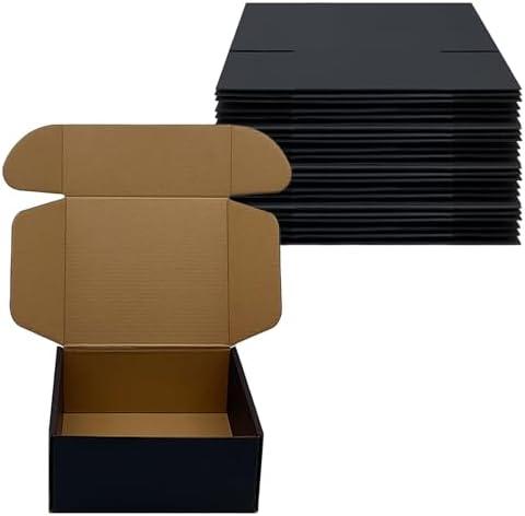 24 Pack 7x6x3 inch Black Shipping Boxes ，Cardboard Packaging Boxes for Mailing Shipping Corrugated Cardboard Boxes for Packaging Small Business Craft Flat Shipping Boxes Empty Gifts Giving Products