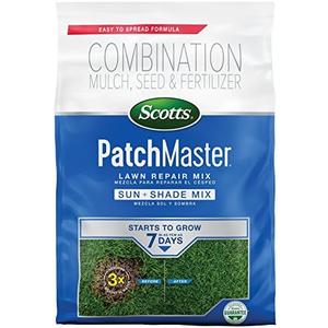 Scotts PatchMaster Lawn Repair Mix Sun + Shade Mix, Combination Grass Seed, Fertilizer, and Mulch, 4.75 lbs.