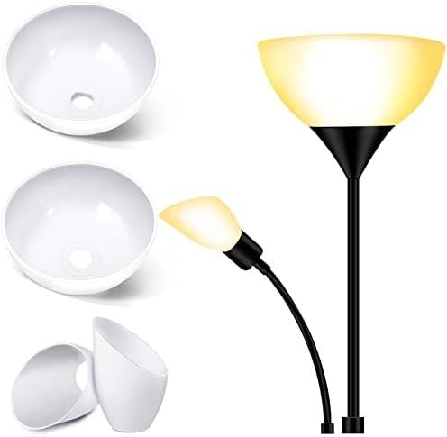 Hortsun Replacement Lamp Shade 2 Pcs White Replacement Plastic Lampshade 2 Pack 1.97" Bottom Size Horseshoe Shape for LED Torchiere Floor Lamps Upright