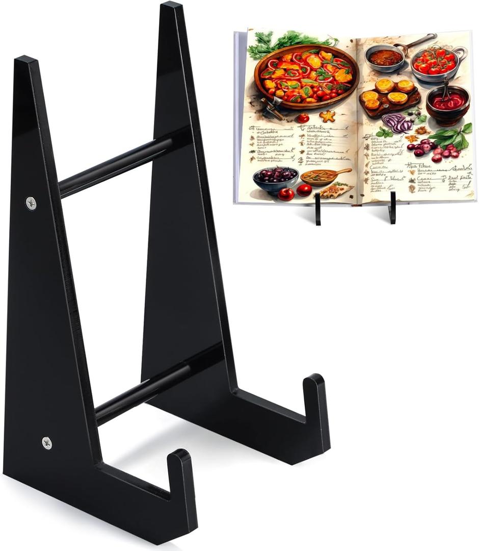 Acrylic Cookbook Stand for Kitchen Recipe Book Holder for Kitchen Counter Multi-Purpose Display Stand 8.8 x 4.72 Inch Kitchen Countertop Acrylic Recipe Decor(Black)